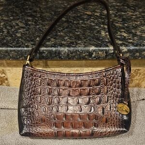Elegant Brahmin Brown Crocodile-Embossed Shoulder Bag